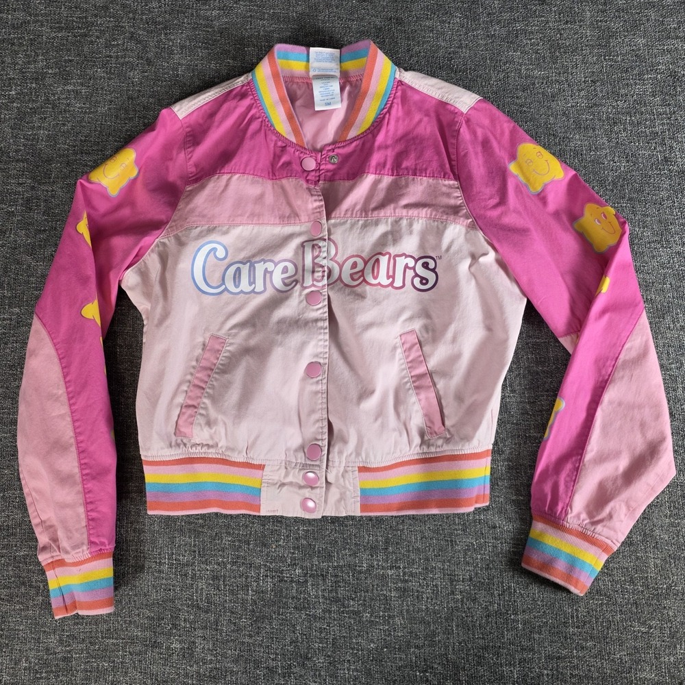 Hot Topic Care Bears Pink Rainbow Bomber Jacket Womens Small 31298155